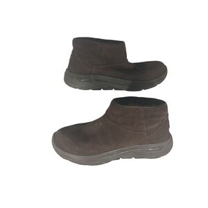 Skechers Arch Fit Keep It Up Brown Suede Faux Fur Ankle Boots 144404 Womens 8.5